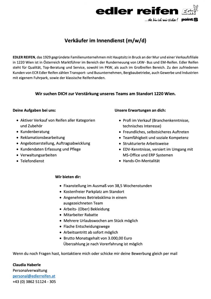 Verkäufer im Innendienst (m/w/d)